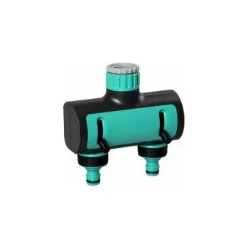 Zavlažovač rozdvojka na zahradní hadici s regulací průtoku a uzavřením,rozdvojka