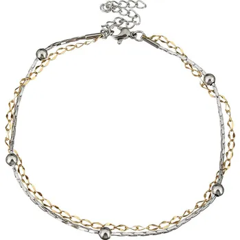 Náramek Šperky4U Dvojitý ocelový náramek na nohu s kuličkami - RN1130