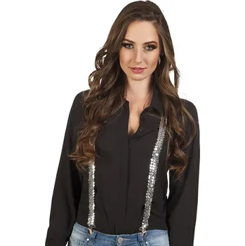 Karnevalový kostým Dámské flitrové kšandy - Stříbrné