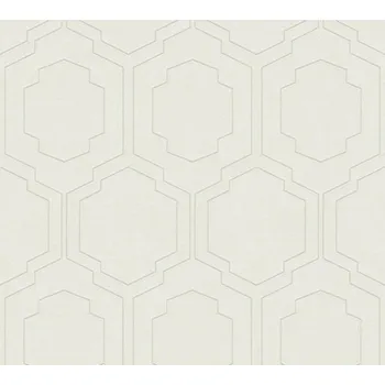 Tapeta A.S. Création | Vliesová tapeta na zeď Pop Style 37479-1 | 0,53 x 10,05 m | bílá, metalická, šedá + Bílá, metalická, šedá vliesová tapeta na stěnu 374791 v rozměru 0,53 x 10,05 m