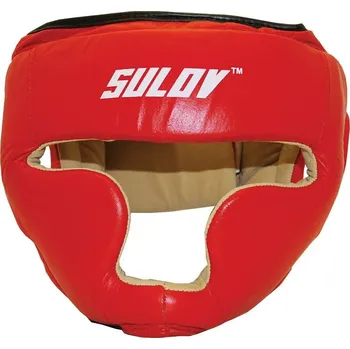 Chránič hlavy na box a bojový sport Sulov® Chránič hlavy uzavřený SULOV®, kožený, červený Box velikost: M