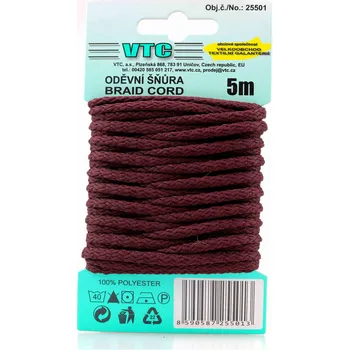 Šňůra na prádlo VTC Oděvní šňůra 5 m na kartě - 17 hnědá