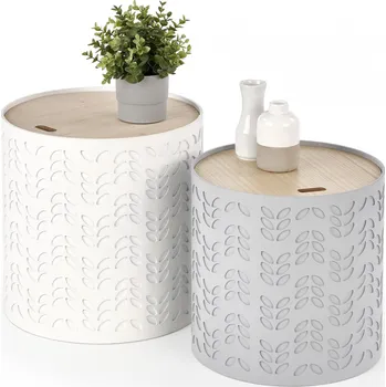 Konferenční stolek Halmar Alba 2 ks bílý/šedý