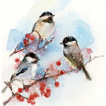 Plakát Plakát, Obraz - Chickadees with Berries, 2017,, Keeling, John
