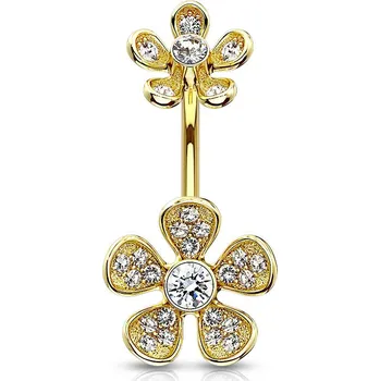 Piercing Piercing do pupíku s čirými zirkony (žluté zlato)