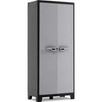 Zahradní skříň Plastová úložná skříň do garáže / na zahradu uzamykatelná šedá, 80x44x182 cm