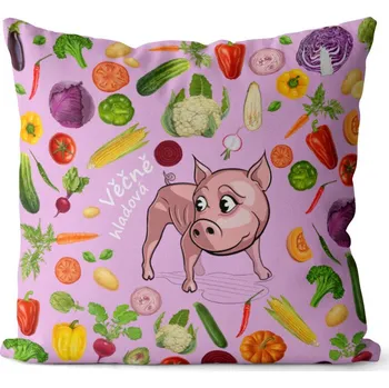 Dekorativní polštářek Polštář Věčně hladová – zelenina (Velikost: 40 x 40 cm)