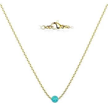 Náhrdelník NUBIS® Zlacený ocelový náhrdelník s opálem - kulička 5 mm - NBP62-OP62