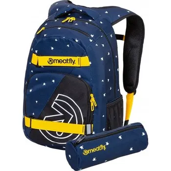 Dětské zboží Meatfly Exile Birds Dark Navy školní batoh 24 l s kapsou na notebook a penálem
