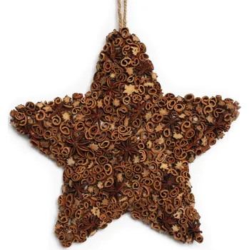 Vánoční dekorace Hvězda závěs skořice/badyán 29cm hnědá (785760)