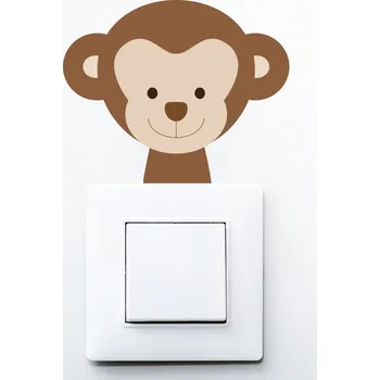 Samolepící dekorace Opička na vypínač samolepka na zeď 25 x 20 cm