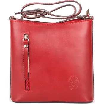 Kabelka Červená malá kožená crossbody kabelka no. 410