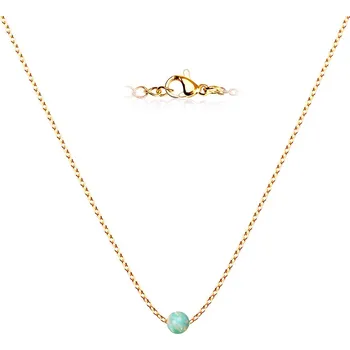 Náhrdelník NUBIS® Zlacený ocelový náhrdelník s opálem - kulička 5 mm - NBP63-OP03