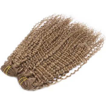 Příčesek Kudrnatý clip in maxi set 53cm pravé lidské vlasy – REMY 200g - SVĚTLE HNĚDÁ