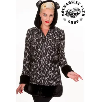 Dámský kabát Dámský kabát Rockabilly Retro Pin-Up Banned Panda Ears Coat - velikost L