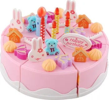 Stavebnice ostatní ISO Dětský plastový narozeninový dort 75 dílů růžový 