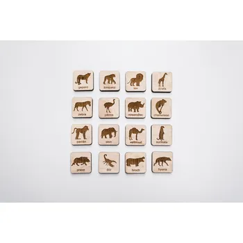 Dřevěná hračka MAJADESIGN Dřevěné pexeso - české - AFRICKÁ ZVÍŘATA