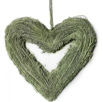 Vánoční dekorace Srdce závěs proutí 46x42cm zelená (785999)