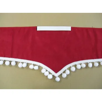 Stínítko do auta Záclonka na přední okno s kuličkami červená bílé bambulky