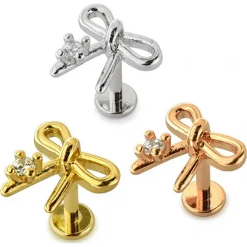 Piercing Piercingate Labreta - mašlička PLA00293 - Barva/Motiv: Stříbrná, Délka tyčky: 6 mm, Průměr tyčky: 1,2 mm