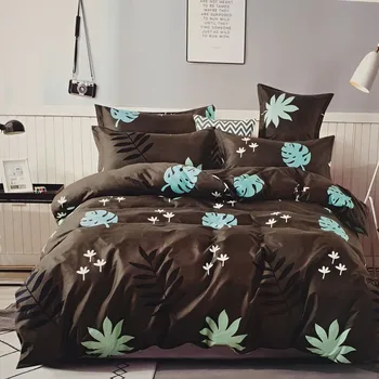 Povlečení Numberoplus Bavlněné povlečení na dvoulůžko + prostěradlo ZDARMA , leaf fern -Šedá