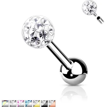 Piercing Piercingate Činka do ucha - kulička s krystaly PNC00122 - Barva/Motiv: Růžová, Délka tyčky: 6 mm, Kuličky: 4 mm, Průměr tyčky: 1,2 mm