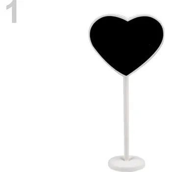 Svatební dekorace Dřevěná křídová tabulka - bílé srdce na stojánku
