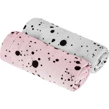 Dětské zboží Sleepee Mušelinové bambusové pleny Big Nappies 2 ks šedá/růžová