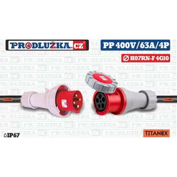Prodlužovací kabel Prodlužka.cz Prodlužovací přívod Titanex 400V/63A/4p/4G16/IP67 M: Délka 50 m