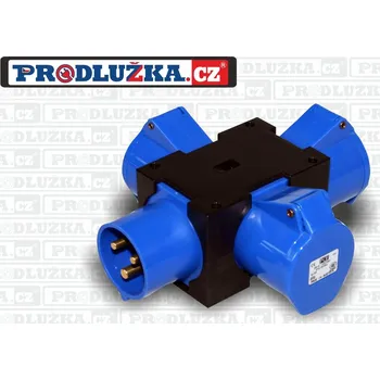 Elektrická zásuvka Prodlužka.cz Rozbočovač 1x přívodka CEE 230V/32A/3p-3x zásuvka CEE 230V/32A/3p