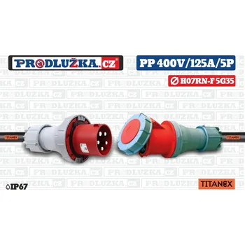 Prodlužovací kabel Prodlužka.cz Prodlužovací přívod Titanex 400V/125A/5p/5G35/IP67 M: Délka 5 m