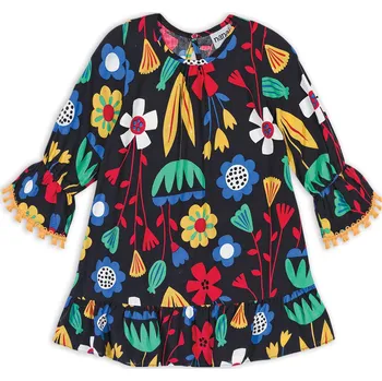 Dívčí šaty Dívčí šaty NANAI KVĚTY černé Velikost: 128