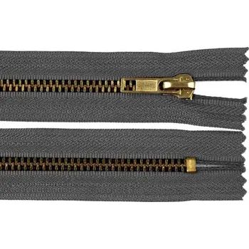 Zip Zdrhovadlo zip mosazný 6cm nedělitelný 6mm temně šedá