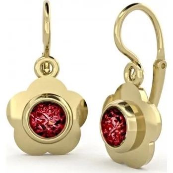 Šperk Couple, Dětské náušnice Moia, žluté zlato s červeným zirkonem, 585-66-3-0040.0Z00.0.00.004.14