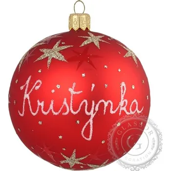 GLASSOR vánoční koule se jménem červená