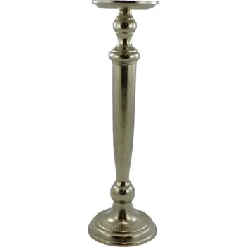 Svícen Stříbrný kovový svícen široký - Ø11* 39cm