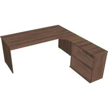 Kancelářský vozík HOBIS kancelářský stůl pracovní, sestava levá - GE 1800 H L, ořech + doprava zdarma