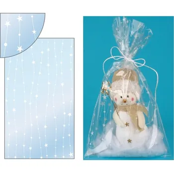 Vánoce Sáček průhledný s hvězdičkami 20x35cm