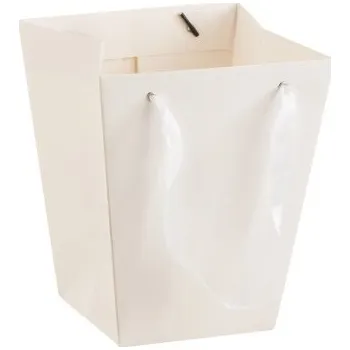Květináč Bílý květináč ve tvaru dárkové tašky - 17*17*20 cm