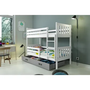 Postel ImportWorld Patrová postel Miloslava - 2 osoby 80x190 s úložným prostorem – Bílá, Grafit