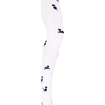 Dívčí oblečení YO Silonky punčocháče punčochy mikrovlákno RA75 bílé s kočkami 40 DEN velikost oblečení - děti: 152/158