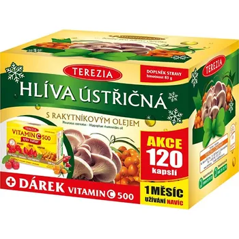 Terezia Company Hlíva ústřičná s rakytníkovým olejem 600 mg, 120 cps. + Vitamín C 500 mg 60 cps.