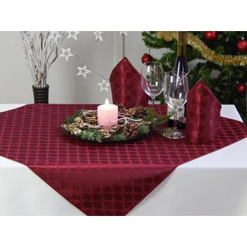 ubrus HEDVA ČESKÝ BROKÁT Ubrus Odaska 77x77 mašle vínová