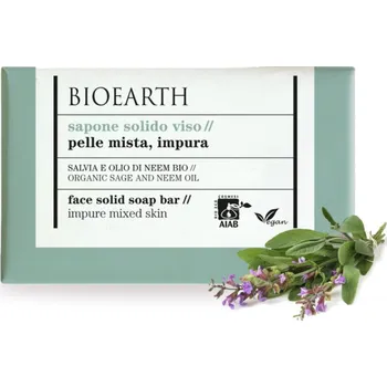 BIOEARTH Mýdlo na obličej: smíšená a mastná pleť, akné 150g