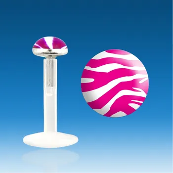 Piercing Piercingate Labreta zebrovaná PLA00205 - Délka tyčky: 6 mm, Průměr tyčky: 1,2 mm