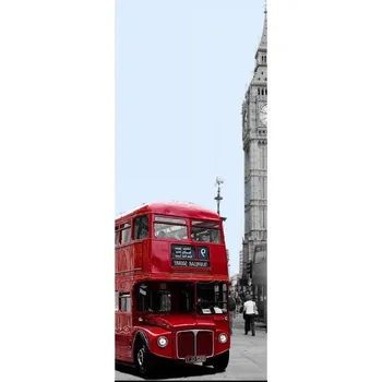 Zrcadlo Zrcadlo na zeď dveře chodbu do pokoje ložnice předsíně dekorativní LONDON BUS - 30 x 125 cm s potiskem motivu červený londýnský autobus 101-462