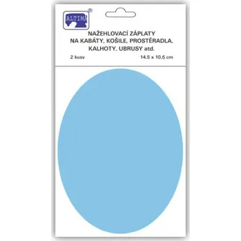 Nažehlovací záplaty ovál světle modré, 14,5x10,6 cm, 2ks