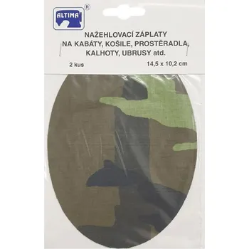 Nažehlovací záplaty ovál maskáčové, 14,5x10,6 cm, 2ks