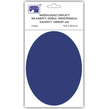 Nažehlovací záplaty ovál námořnická modrá, 14,5x10,6 cm, 2ks