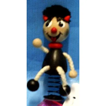 Dřevěná hračka Čertík dřevěný na pružině pérák dřevěný